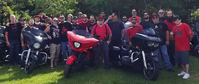 Group Picture of Vietnam Vets Legacy Vets Motorcycle Club at Chao's Party