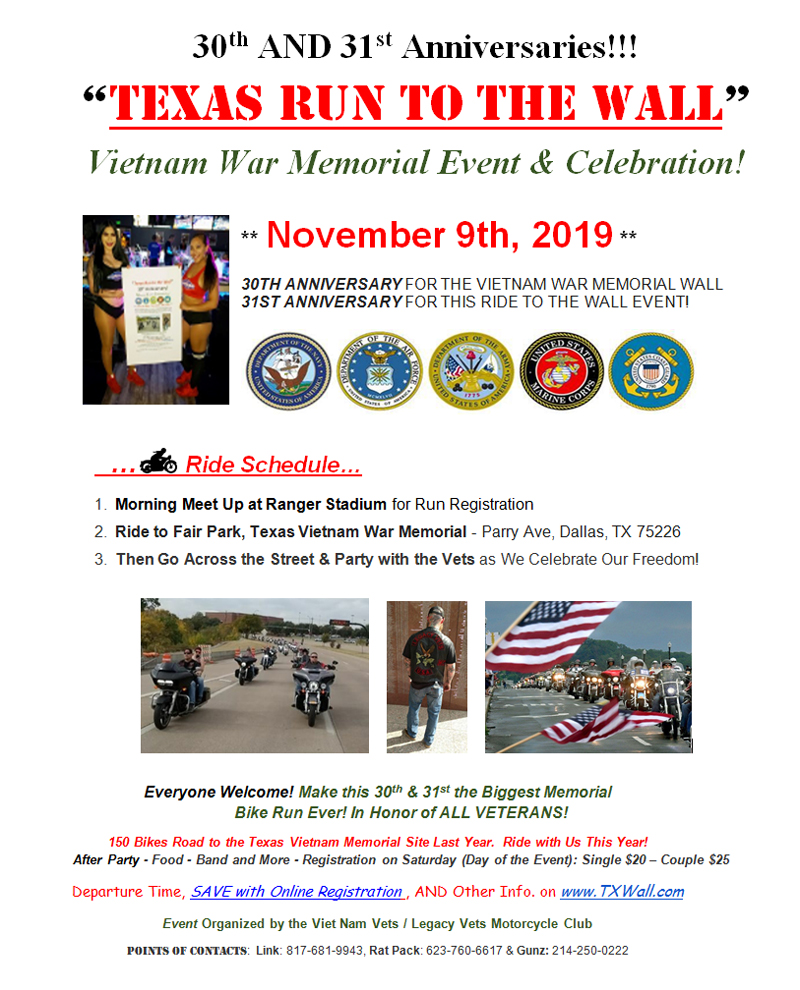 Flier for 31st Annual Texas Vietnam Veterans Memorial Run